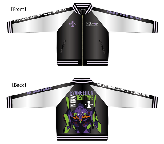 Jacket with 'Neon Genesis Evangelion' design on front and back